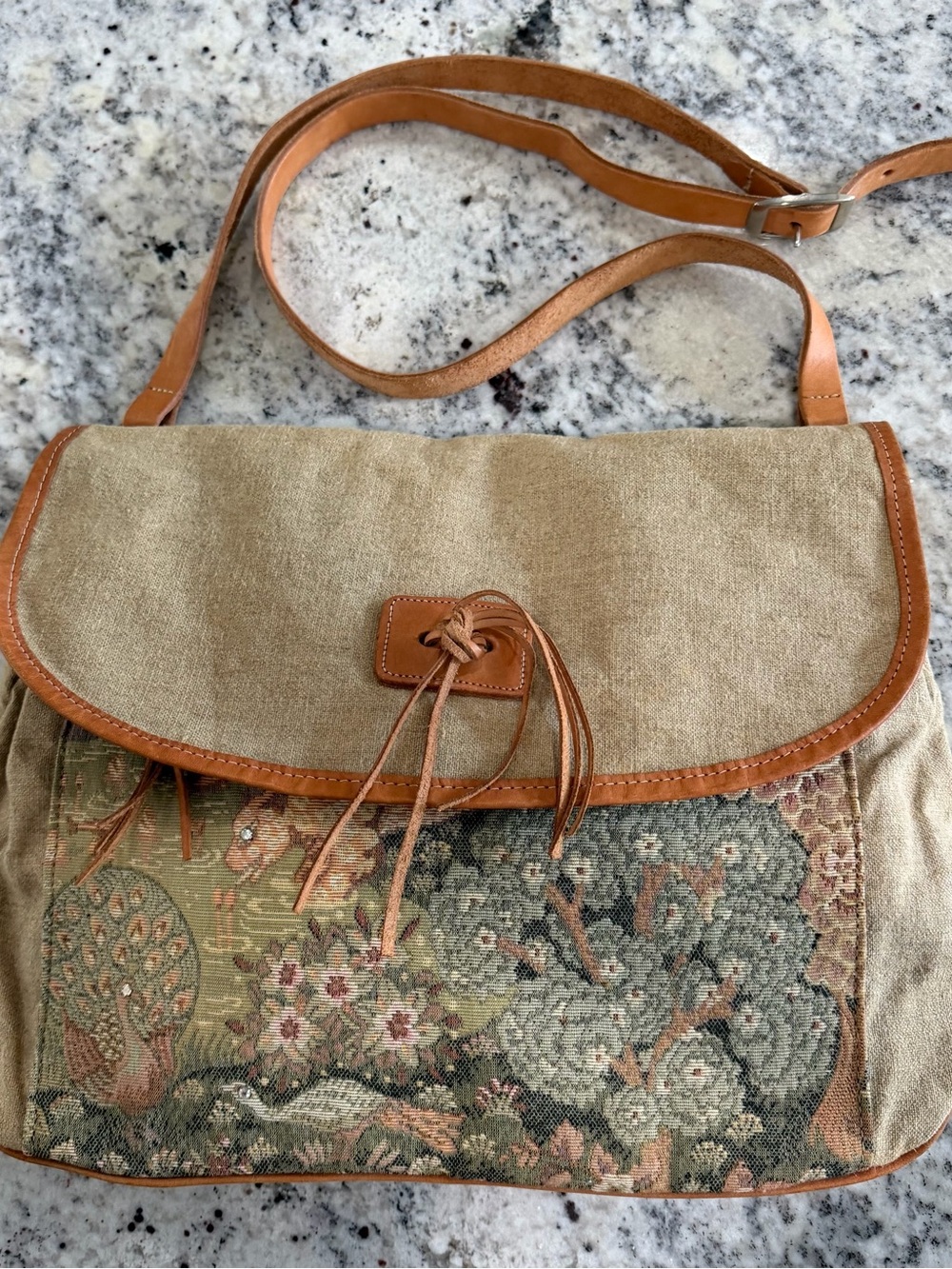 Vintage Marco Avane Leopard Tapestry Crossbody Bag